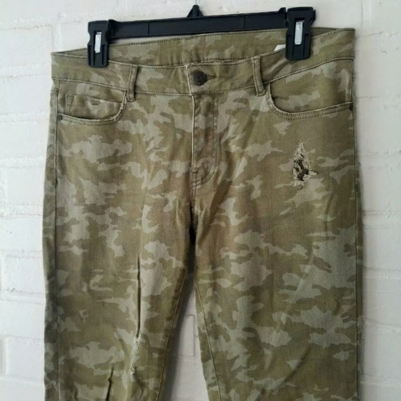 ZARA Green Camo Camouflage light Skinny Jean EUC 8 - Picture 6 of 6